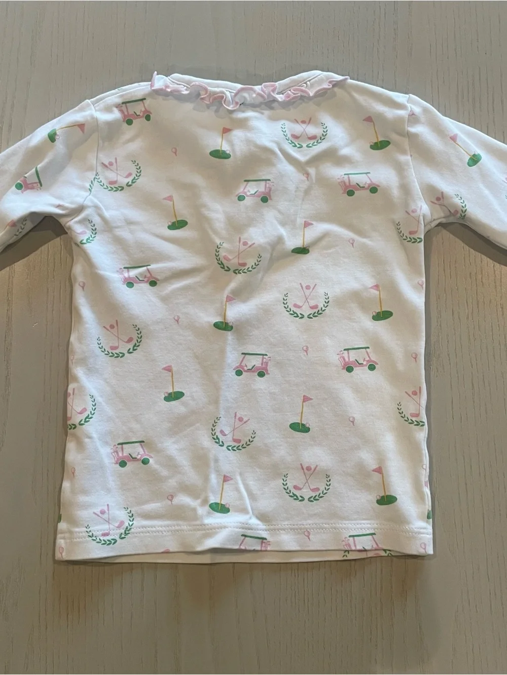 Little English Ruffled Printed Cotton Pajama Set Pink Golf - Size 4T